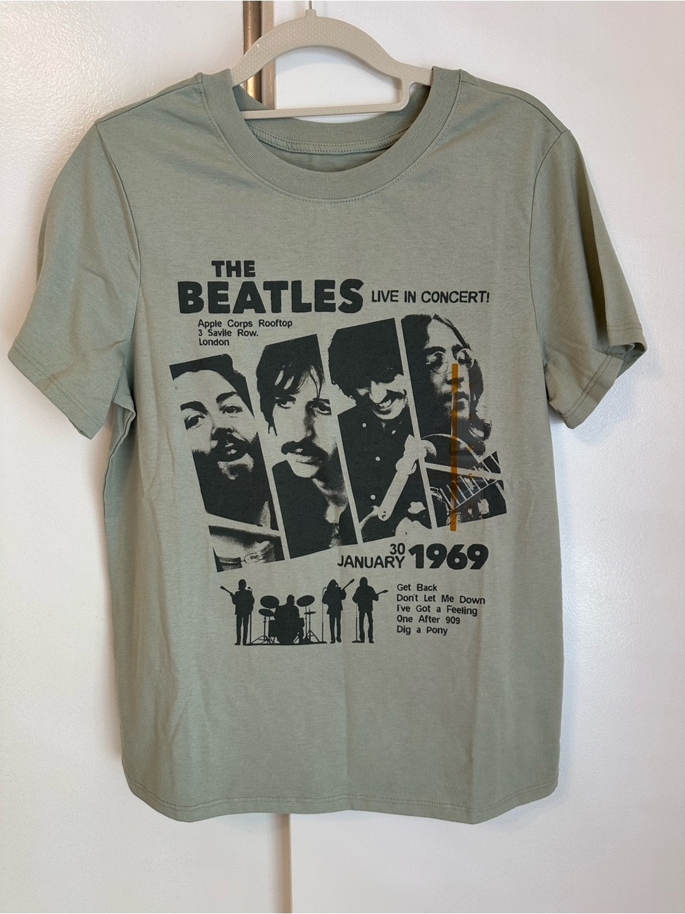 Hybrid Apparel The Beatles Graphic Tee - Sage Green with Black Print